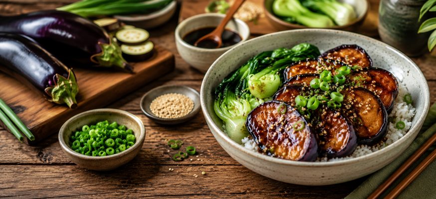Best Miso-Glazed Eggplant Rice Bowls Recipe
